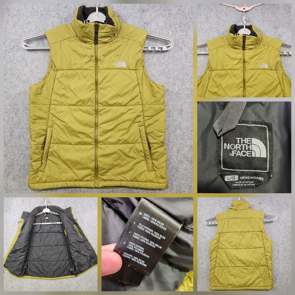 The North Face Vest Mens Large Green Quilted Insulated Full Zip Puffer Hiking